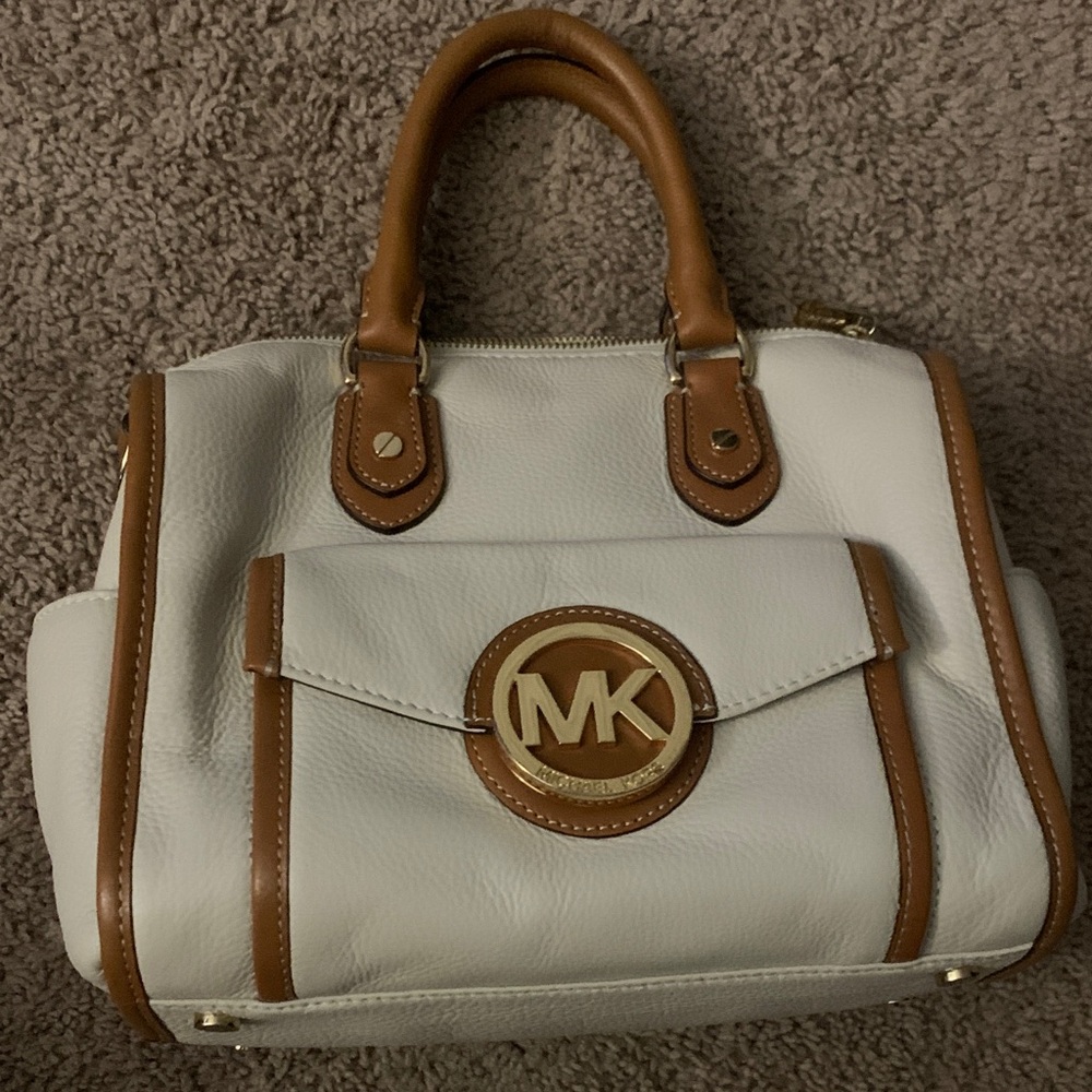 Michael Kors Cream and Brown Satchel